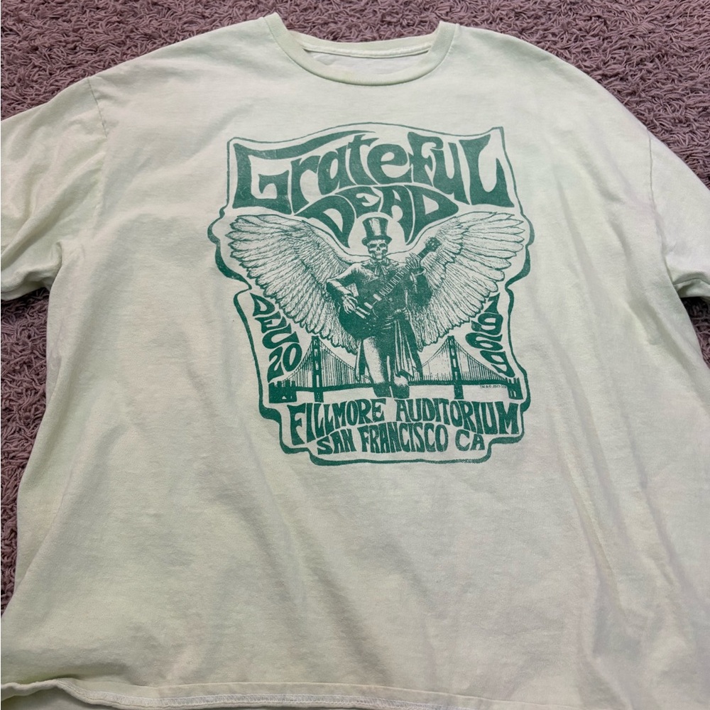 American Eagle Outfitters Cream Tee with Green Graphic